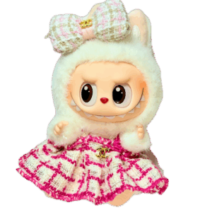 POP MART The Monsters Labubu Fashion Dress - Chanel Style Dress - Pink White Headband - Version 2.0