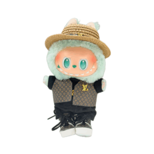 POP MART The Monsters Labubu Fashion Dress - Louis Vuitton Style Straw Hat Outfit  - Black